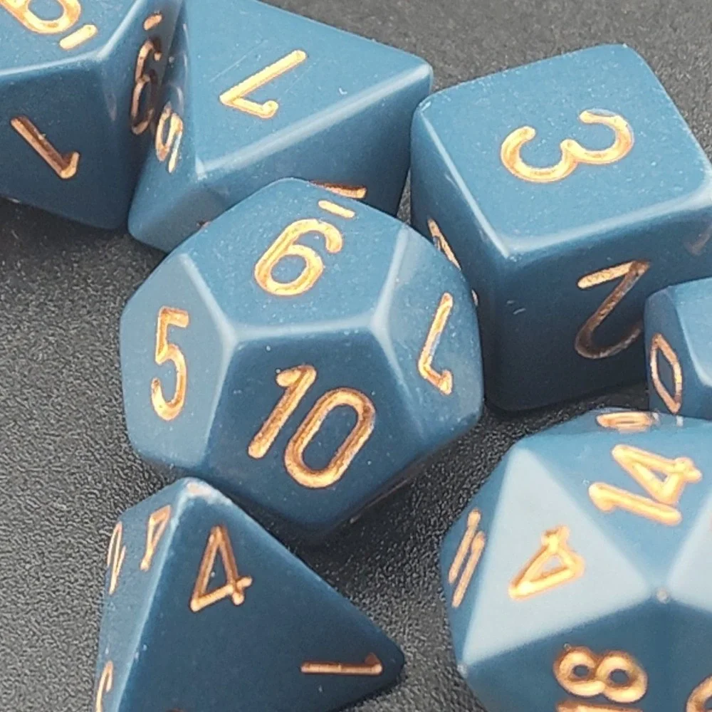 Chessex opaque blue gold d&d dice gaming Role play replacement addition